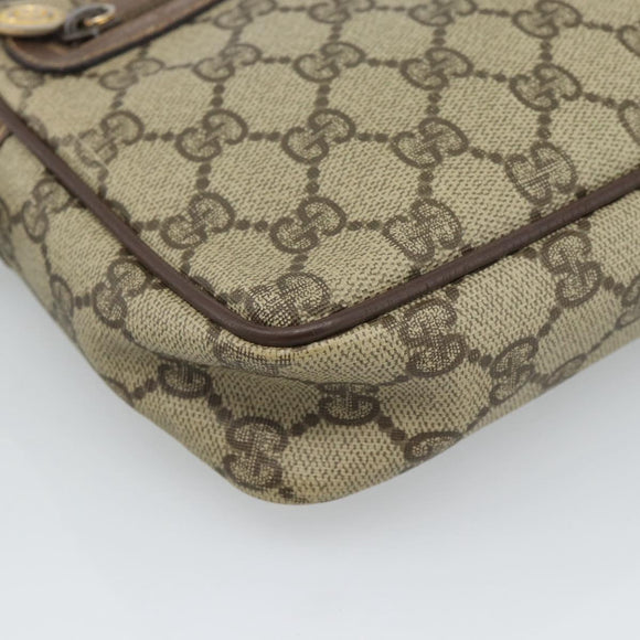 GUCCI GG Supreme Clutch Bag PVC Beige Gold 018 123 6021 Auth BA13380