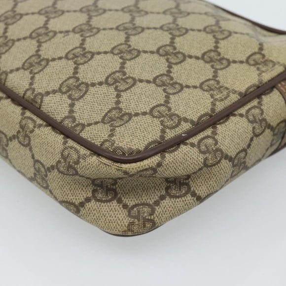 GUCCI GG Supreme Clutch Bag PVC Beige Gold 018 123 6021 Auth BA13380