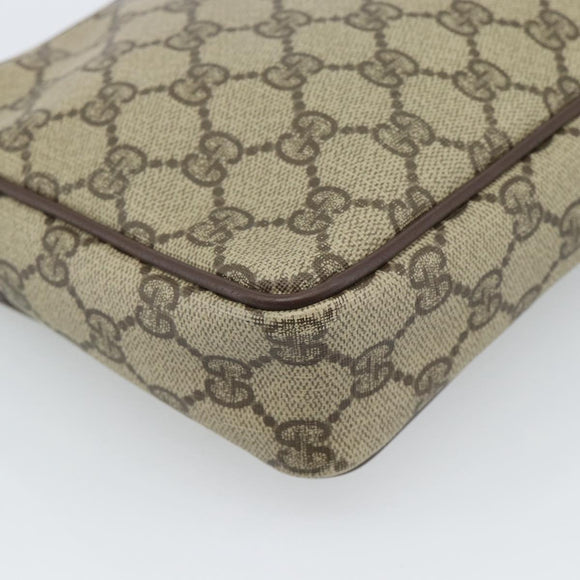 GUCCI GG Supreme Clutch Bag PVC Beige Gold 018 123 6021 Auth BA13380