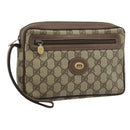 GUCCI GG Supreme Clutch Bag PVC Beige Gold 018 123 6021 Auth BA13380-1