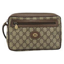 GUCCI GG Supreme Clutch Bag PVC Beige Gold 018 123 6021 Auth BA13380-13