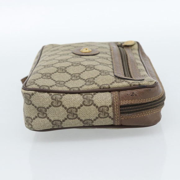 GUCCI GG Supreme Clutch Bag PVC Beige Gold 018 123 6021 Auth BA13380