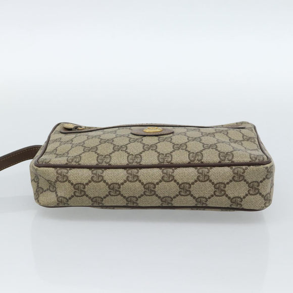 GUCCI GG Supreme Clutch Bag PVC Beige Gold 018 123 6021 Auth BA13380