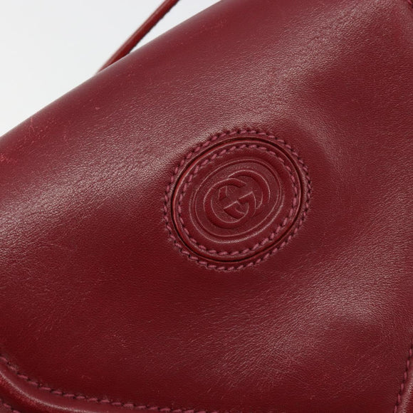 GUCCI Schoudertas Leer Rood Goud 007 261 0081 Auth BA13384