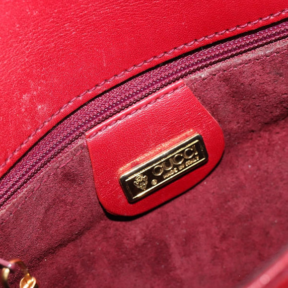GUCCI Schoudertas Leer Rood Goud 007 261 0081 Auth BA13384