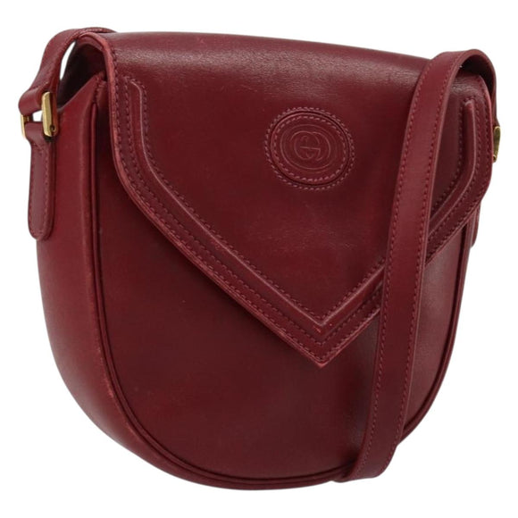 GUCCI Schoudertas Leer Rood Goud 007 261 0081 Auth BA13384