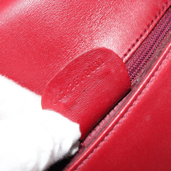GUCCI Shoulder Bag Leather Red Gold 007 261 0081 Auth BA13384