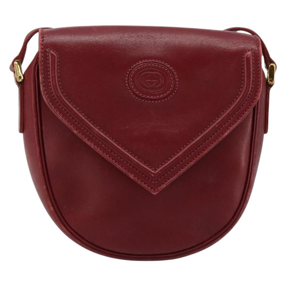 GUCCI Schoudertas Leer Rood Goud 007 261 0081 Auth BA13384