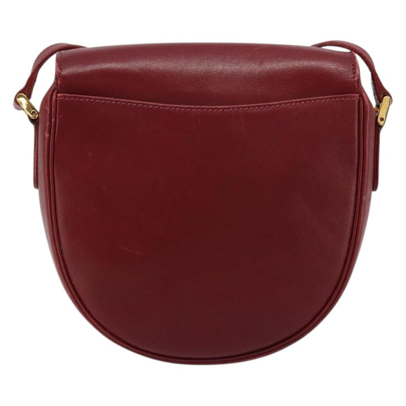 GUCCI Schoudertas Leer Rood Goud 007 261 0081 Auth BA13384