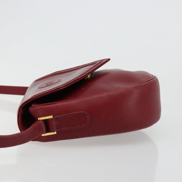 GUCCI Schoudertas Leer Rood Goud 007 261 0081 Auth BA13384