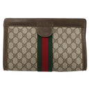 GUCCI GG Supreme Web Sherry Line Clutch Bag PVC Beige 67 014 2125 Auth BA13385-2