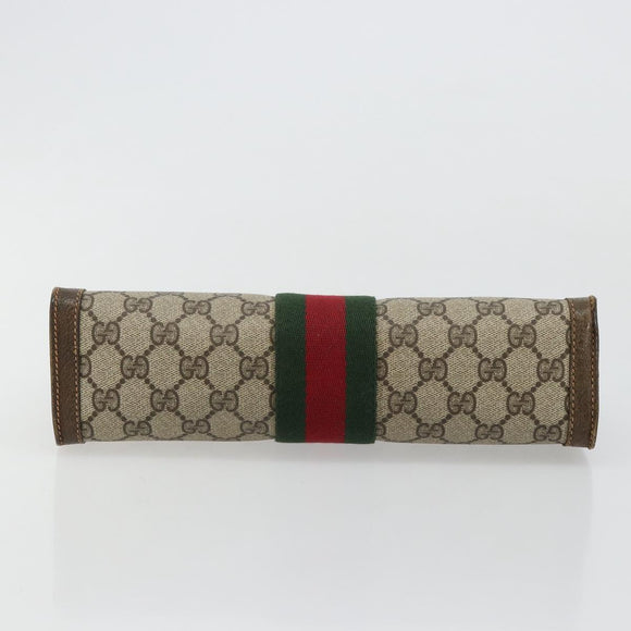 GUCCI GG Supreme Web Sherry Line Clutch Bag PVC Beige 67 014 2125 Auth BA13385
