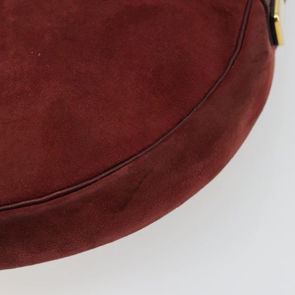 Christian Dior Shoulder Bag Suede Bordeaux Gold Auth BA13386