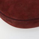 Christian Dior Shoulder Bag Suede Bordeaux Gold Auth BA13386-14