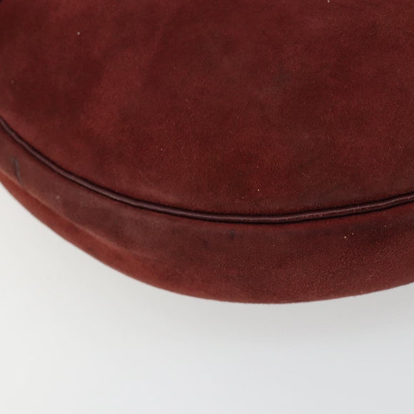 Christian Dior Shoulder Bag Suede Bordeaux Gold Auth BA13386
