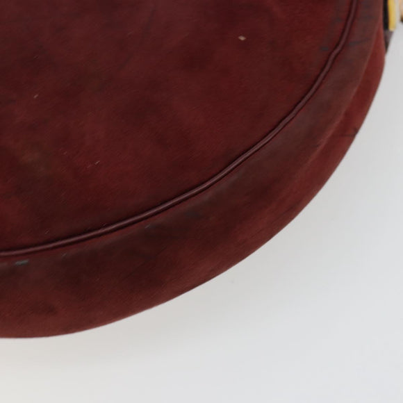 Christian Dior Shoulder Bag Suede Bordeaux Gold Auth BA13386
