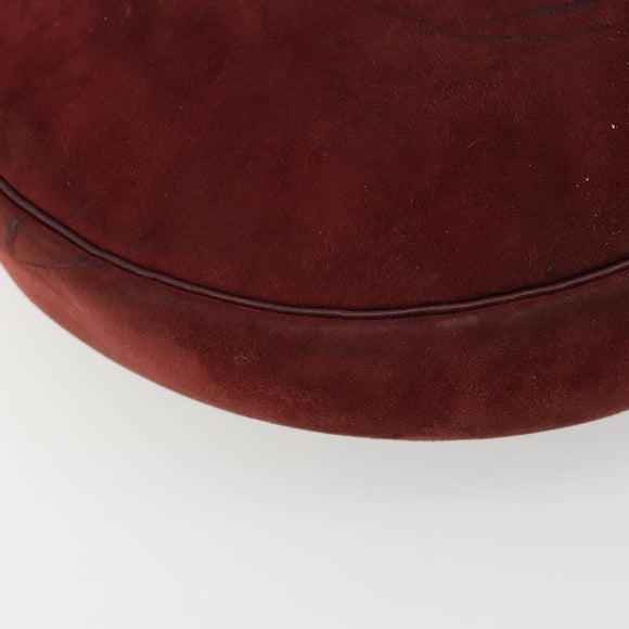 Christian Dior Shoulder Bag Suede Bordeaux Gold Auth BA13386