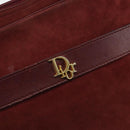 Christian Dior Shoulder Bag Suede Bordeaux Gold Auth BA13386-17