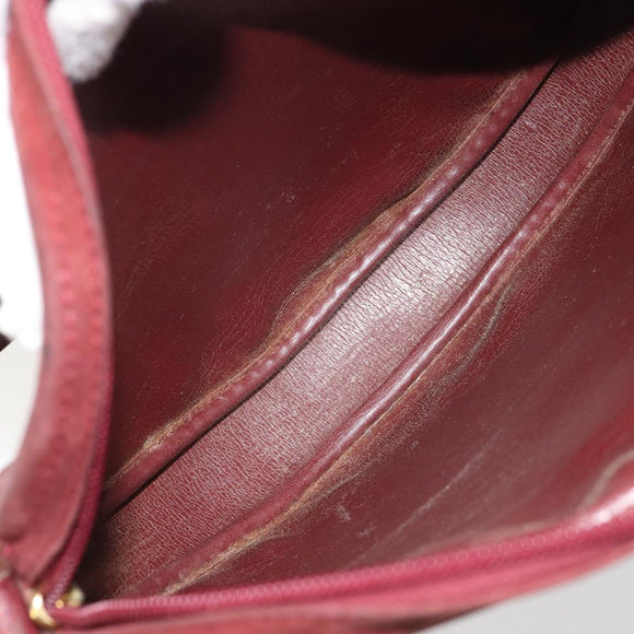 Christian Dior Shoulder Bag Suede Bordeaux Gold Auth BA13386