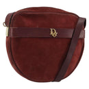 Christian Dior Shoulder Bag Suede Bordeaux Gold Auth BA13386-1