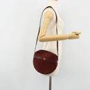 Christian Dior Shoulder Bag Suede Bordeaux Gold Auth BA13386-20