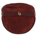 Christian Dior Shoulder Bag Suede Bordeaux Gold Auth BA13386-13