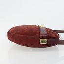 Christian Dior Shoulder Bag Suede Bordeaux Gold Auth BA13386-3