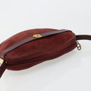 Christian Dior Shoulder Bag Suede Bordeaux Gold Auth BA13386-6