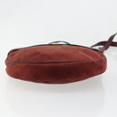 Christian Dior Shoulder Bag Suede Bordeaux Gold Auth BA13386-5