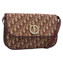 Christian Dior Trotter Canvas Shoulder Bag Red Gold Auth BA13387-1