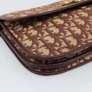 Christian Dior Trotter Canvas Shoulder Bag Red Gold Auth BA13387-15