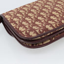 Christian Dior Trotter Canvas Shoulder Bag Red Gold Auth BA13387-17