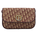 Christian Dior Trotter Canvas Shoulder Bag Red Gold Auth BA13387-13