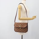 Christian Dior Trotter Canvas Shoulder Bag Red Gold Auth BA13387-24