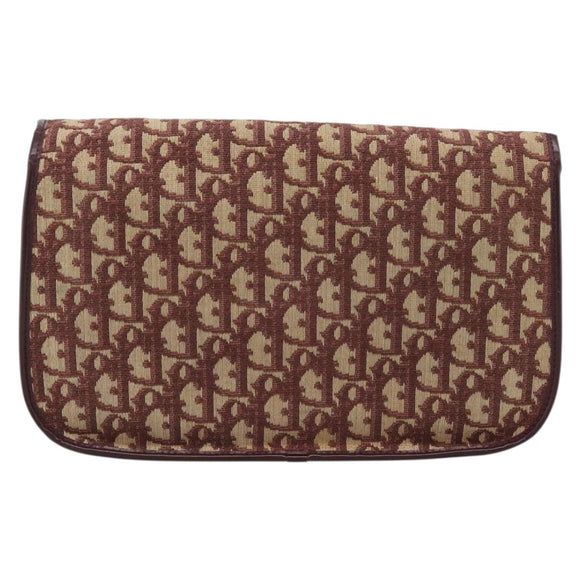 Christian Dior Trotter Canvas Shoulder Bag Red Gold Auth BA13387