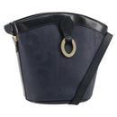Christian Dior Trotter Canvas Shoulder Bag PVC Navy Gold Auth BA13388A-1