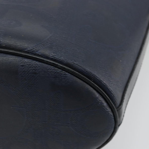 Christian Dior Trotter Canvas Shoulder Bag PVC Navy Gold Auth BA13388A