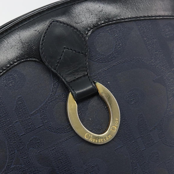 Christian Dior Trotter Canvas Shoulder Bag PVC Navy Gold Auth BA13388A