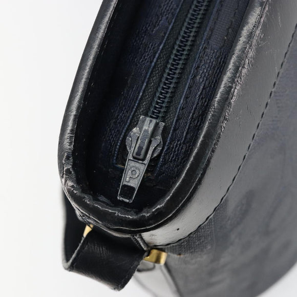 Christian Dior Trotter Canvas Shoulder Bag PVC Navy Gold Auth BA13388A