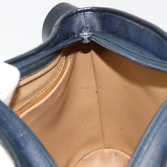 Christian Dior Trotter Canvas Shoulder Bag PVC Navy Gold Auth BA13388A