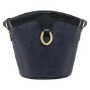 Christian Dior Trotter Canvas Shoulder Bag PVC Navy Gold Auth BA13388A-2