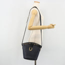 Christian Dior Trotter Canvas Shoulder Bag PVC Navy Gold Auth BA13388A-23