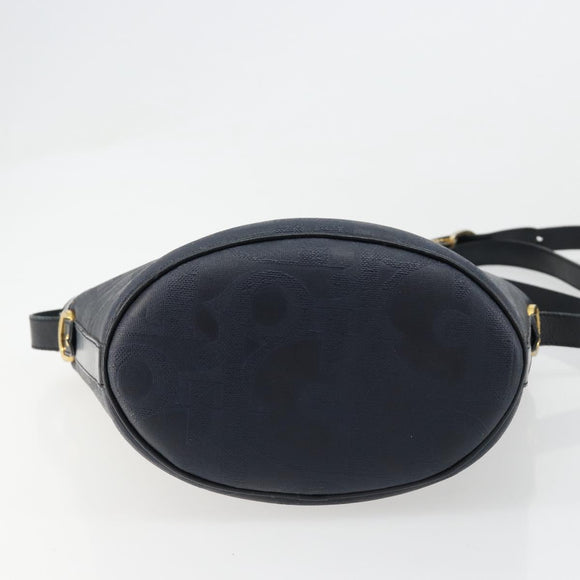 Christian Dior Trotter Canvas Shoulder Bag PVC Navy Gold Auth BA13388A