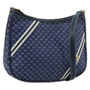 GUCCI Micro GG Supreme Sherry Line Shoulder Bag PVC Blue Gold Auth BA13389-1