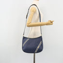 GUCCI Micro GG Supreme Sherry Line Shoulder Bag PVC Blue Gold Auth BA13389-23