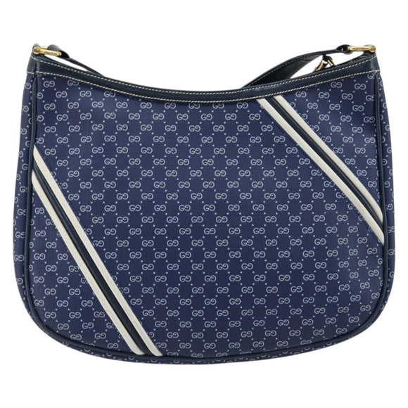 GUCCI Micro GG Supreme Sherry Line Shoulder Bag PVC Blue Gold Auth BA13389