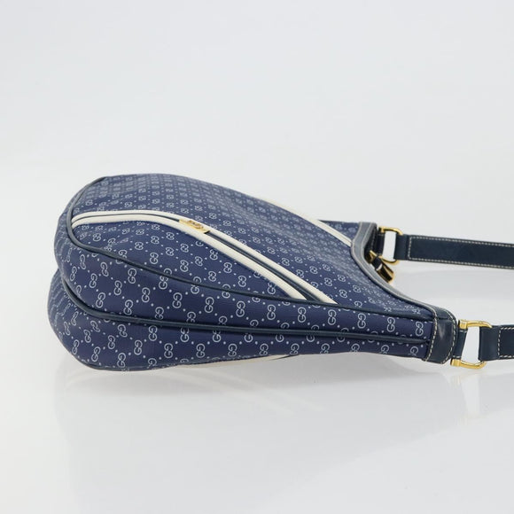 GUCCI Micro GG Supreme Sherry Line Shoulder Bag PVC Blue Gold Auth BA13389