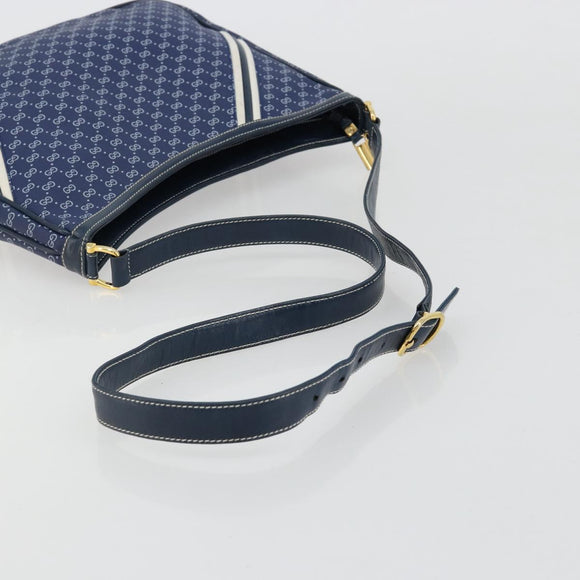 GUCCI Micro GG Supreme Sherry Line Shoulder Bag PVC Blue Gold Auth BA13389
