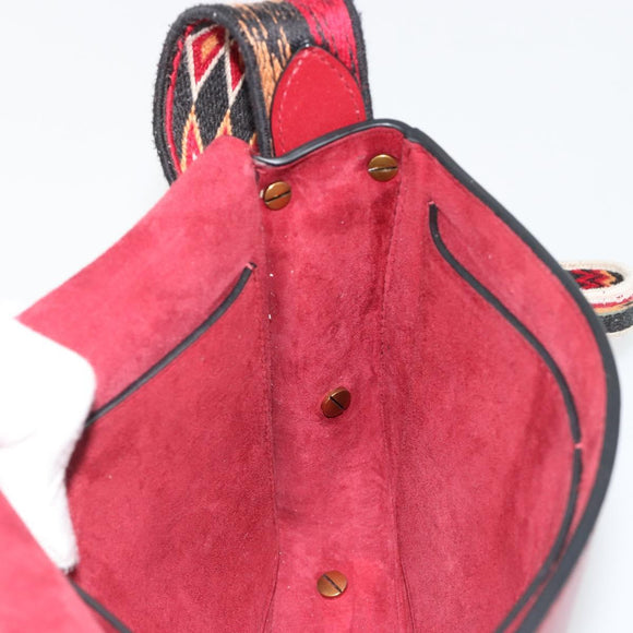 Christian Dior Shoulder Bag Leather 2way Red Gold Auth BA13390A