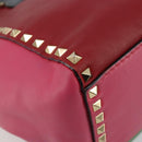 VALENTINO Studs Tote Bag Leather 2way Red Gold Auth BA13391A-16